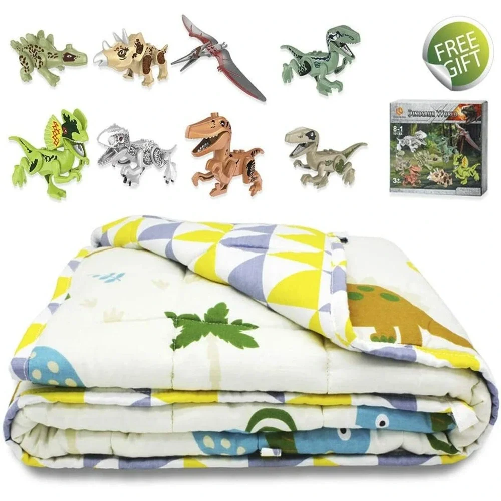 TerriTrophy Kids Dinosaur Weighted Blanket 7lbs 41 x 60in